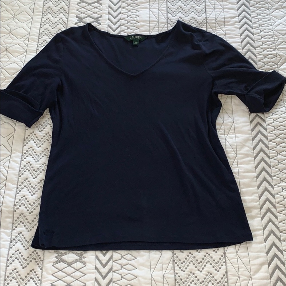 Ralph Lauren Navy blue shirt sleeve blouse size L